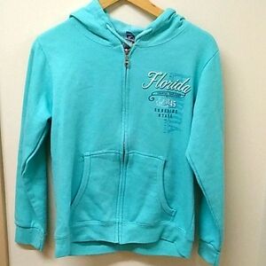 Florida Zip Up Hoodie Womans Small Teal